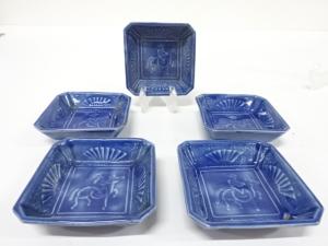 古伊万里　瑠璃釉　小皿　5客